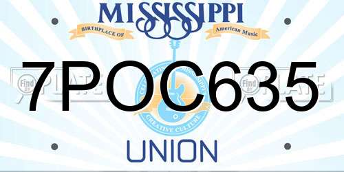 7POC635 Mississippi License Plate