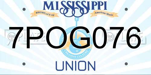 7POG076 Mississippi License Plate