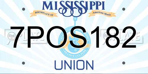 7POS182 Mississippi License Plate