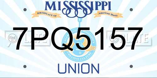 7PQ5157 Mississippi License Plate