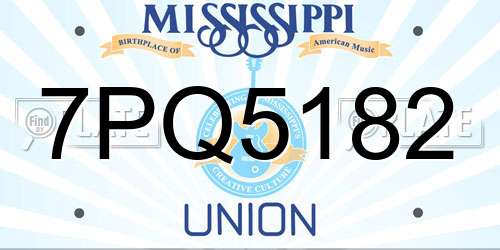 7PQ5182 Mississippi License Plate