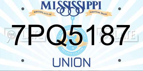 7PQ5187 Mississippi License Plate