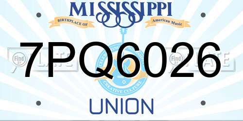 7PQ6026 Mississippi License Plate
