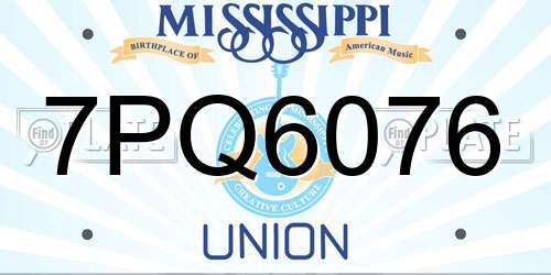 7PQ6076 Mississippi License Plate