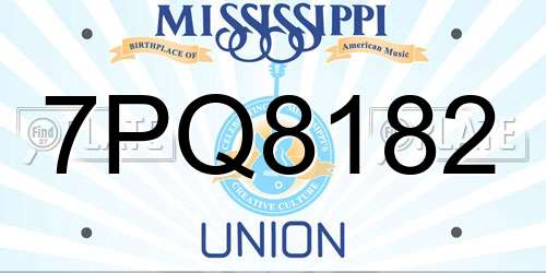 7PQ8182 Mississippi License Plate