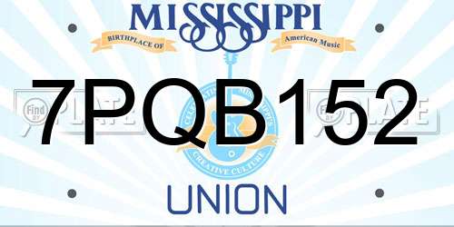 7PQB152 Mississippi License Plate