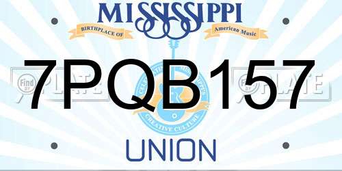 7PQB157 Mississippi License Plate