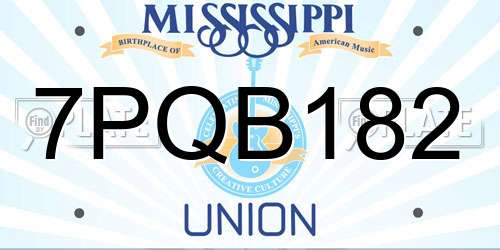 7PQB182 Mississippi License Plate