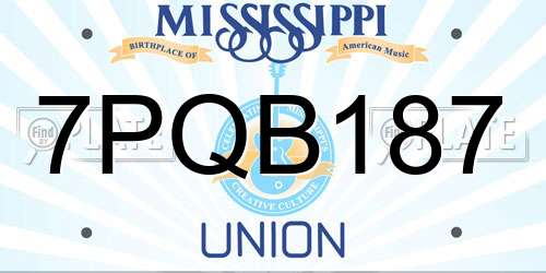 7PQB187 Mississippi License Plate