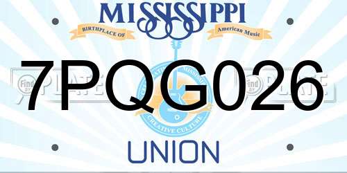 7PQG026 Mississippi License Plate