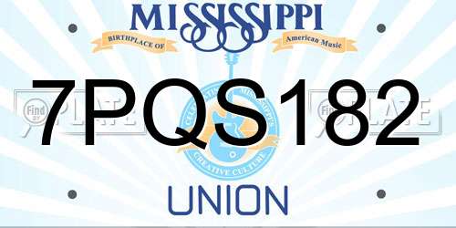 7PQS182 Mississippi License Plate
