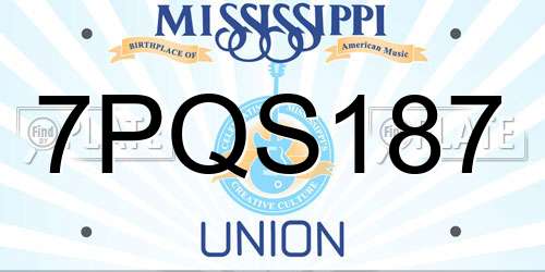 7PQS187 Mississippi License Plate