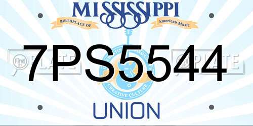 7PS5544 Mississippi License Plate