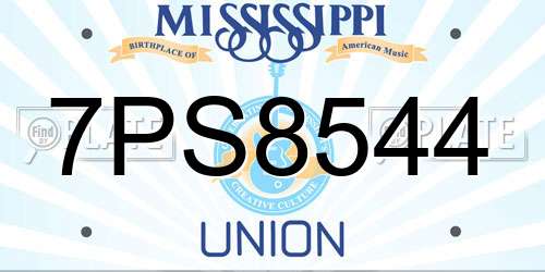 7PS8544 Mississippi License Plate