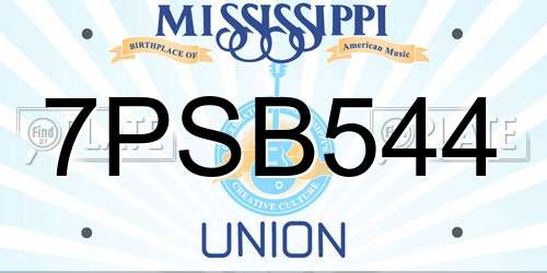 7PSB544 Mississippi License Plate