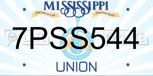 7PSS544 Mississippi License Plate