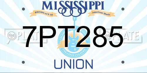 7PT285 Mississippi License Plate