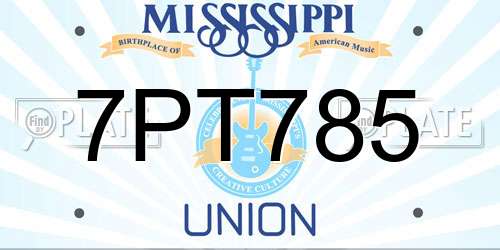 7PT785 Mississippi License Plate