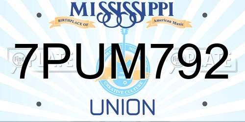 7PUM792 Mississippi License Plate