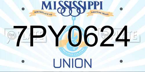 7PY0624 Mississippi License Plate