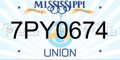 7PY0674 Mississippi License Plate