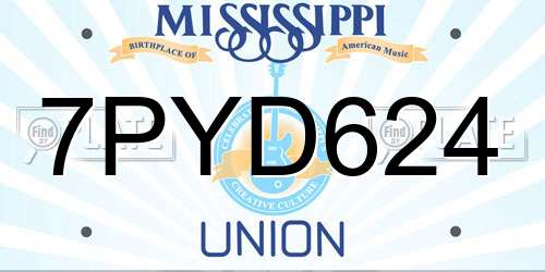 7PYD624 Mississippi License Plate