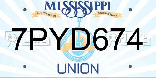 7PYD674 Mississippi License Plate