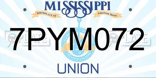 7PYM072 Mississippi License Plate