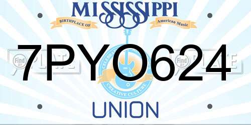 7PYO624 Mississippi License Plate