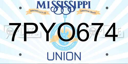 7PYO674 Mississippi License Plate