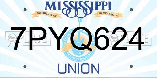 7PYQ624 Mississippi License Plate