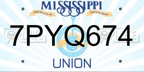 7PYQ674 Mississippi License Plate