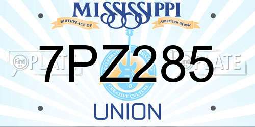 7PZ285 Mississippi License Plate