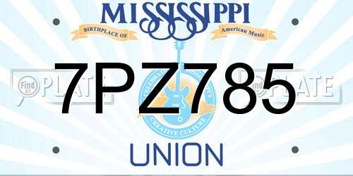 7PZ785 Mississippi License Plate
