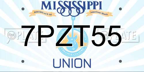 7PZT55 Mississippi License Plate