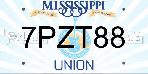 7PZT88 Mississippi License Plate
