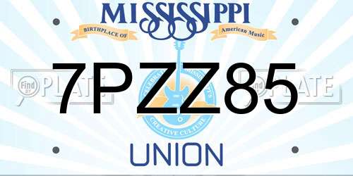 7PZZ85 Mississippi License Plate
