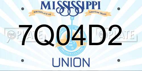 7Q04D2 Mississippi License Plate