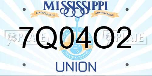 7Q04O2 Mississippi License Plate