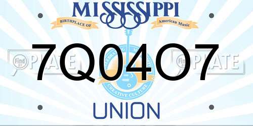 7Q04O7 Mississippi License Plate