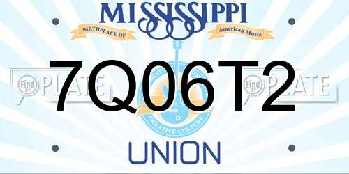 7Q06T2 Mississippi License Plate