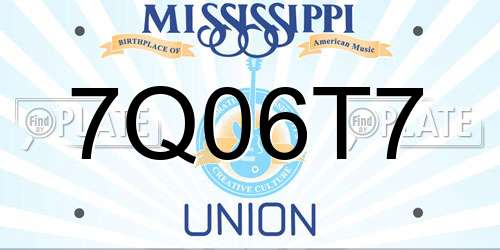 7Q06T7 Mississippi License Plate
