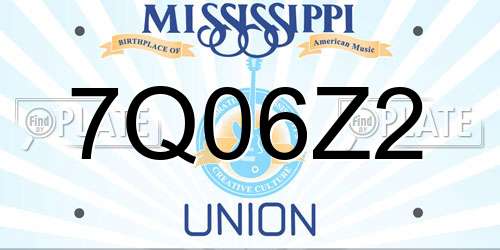 7Q06Z2 Mississippi License Plate