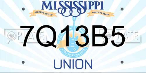 7Q13B5 Mississippi License Plate