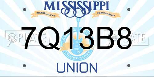 7Q13B8 Mississippi License Plate