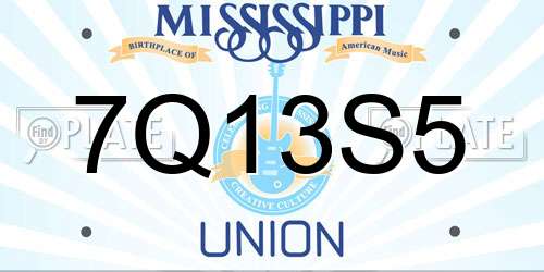 7Q13S5 Mississippi License Plate