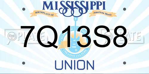7Q13S8 Mississippi License Plate