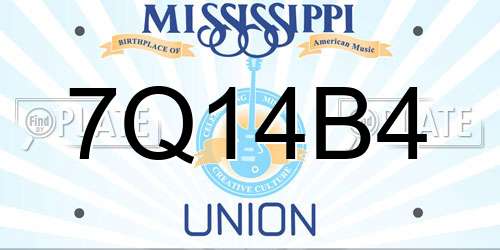 7Q14B4 Mississippi License Plate
