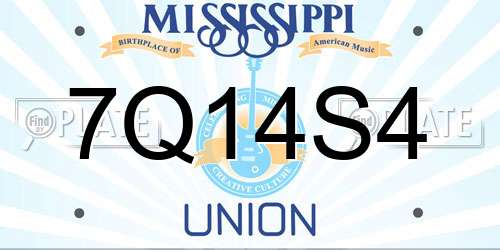 7Q14S4 Mississippi License Plate