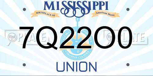 7Q22O0 Mississippi License Plate